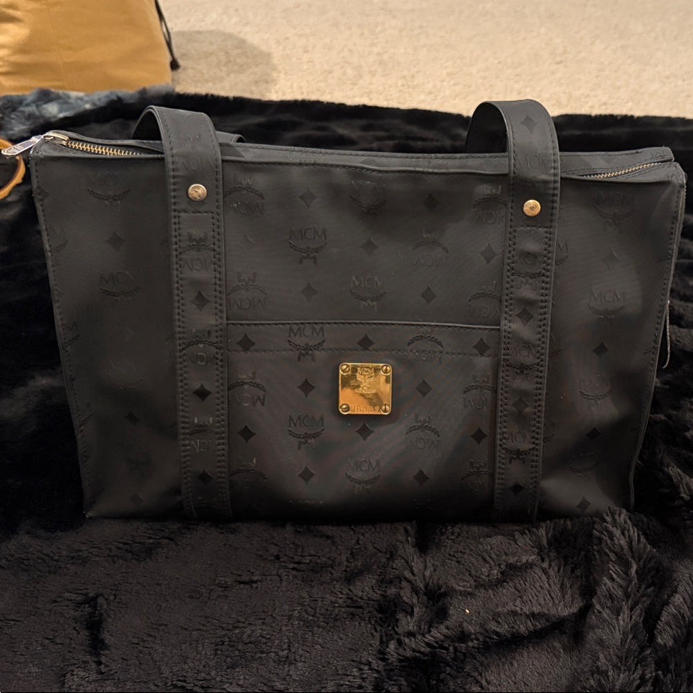 MCM Black Tote Bag with Gold Accents